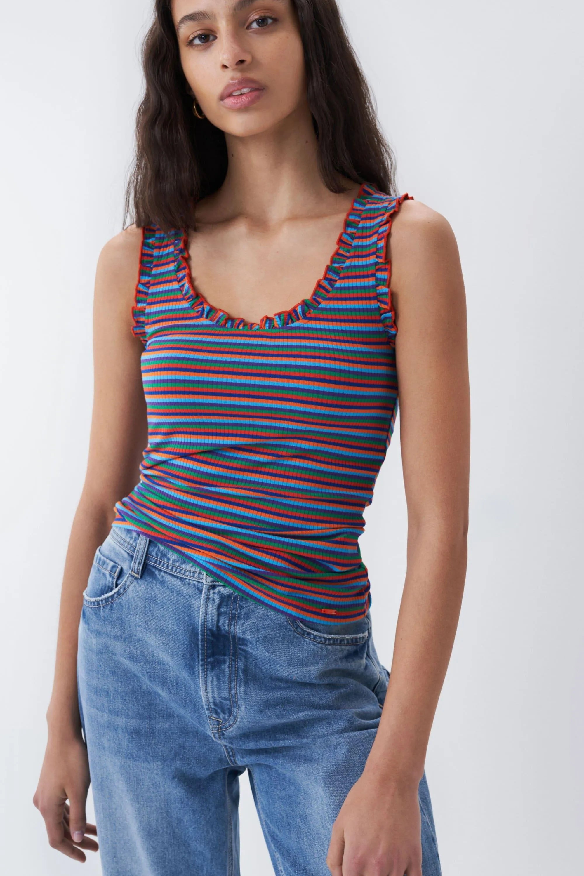 Top de tirantes de rayas multicolor - ECRU