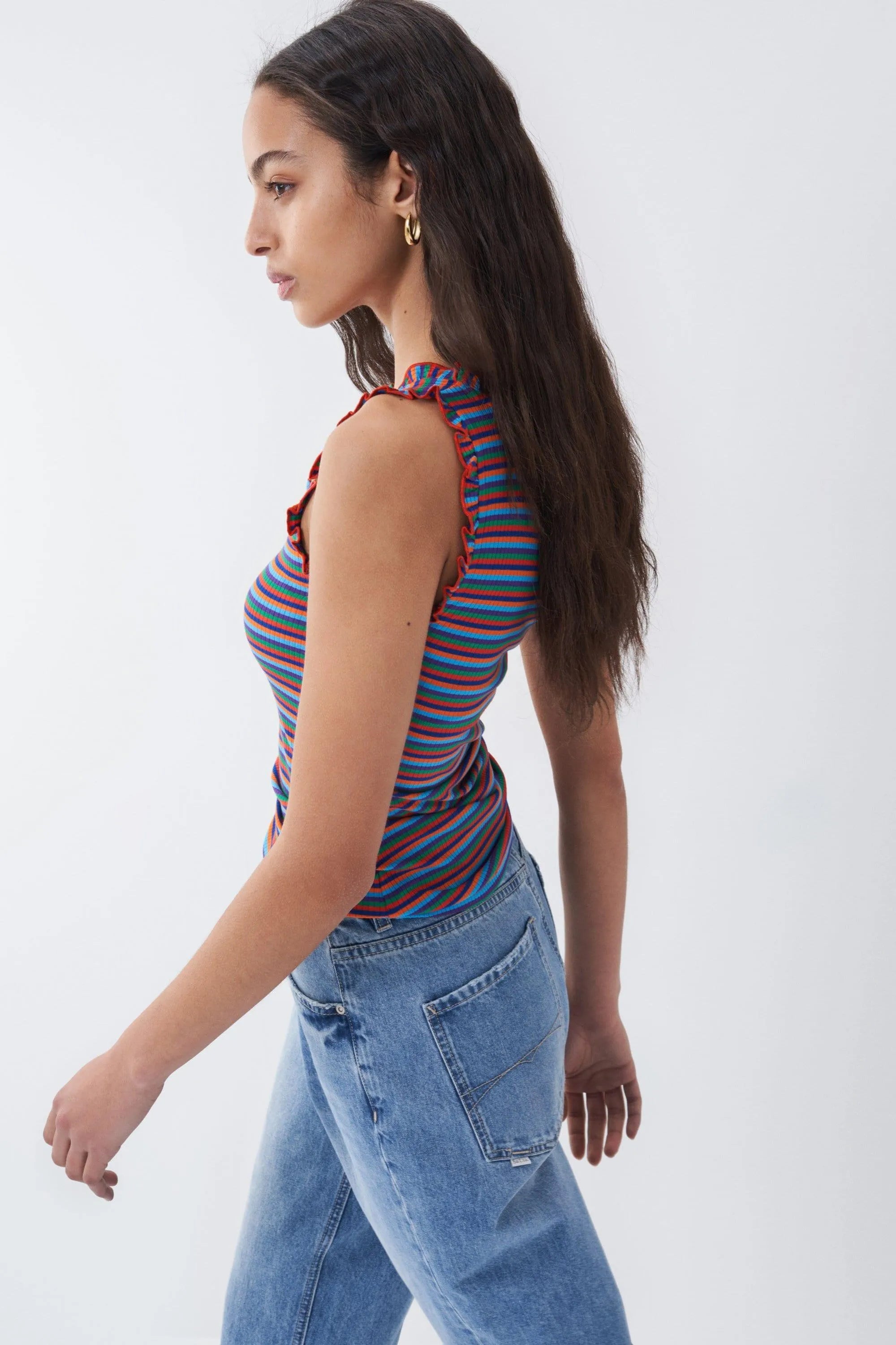 Top de tirantes de rayas multicolor - ECRU