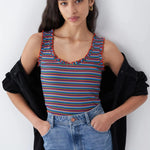Top de tirantes de rayas multicolor - ECRU