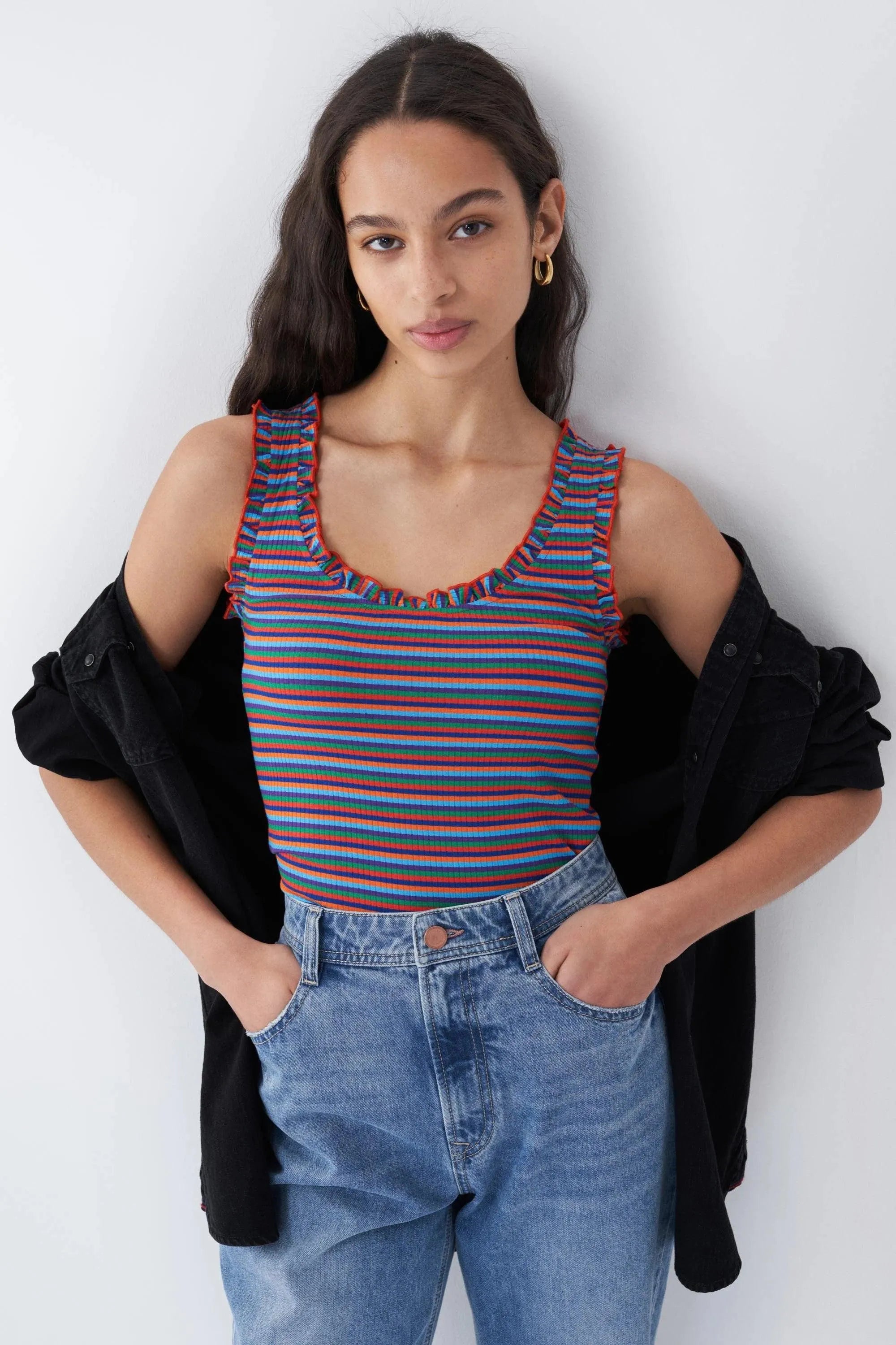 Top de tirantes de rayas multicolor - ECRU