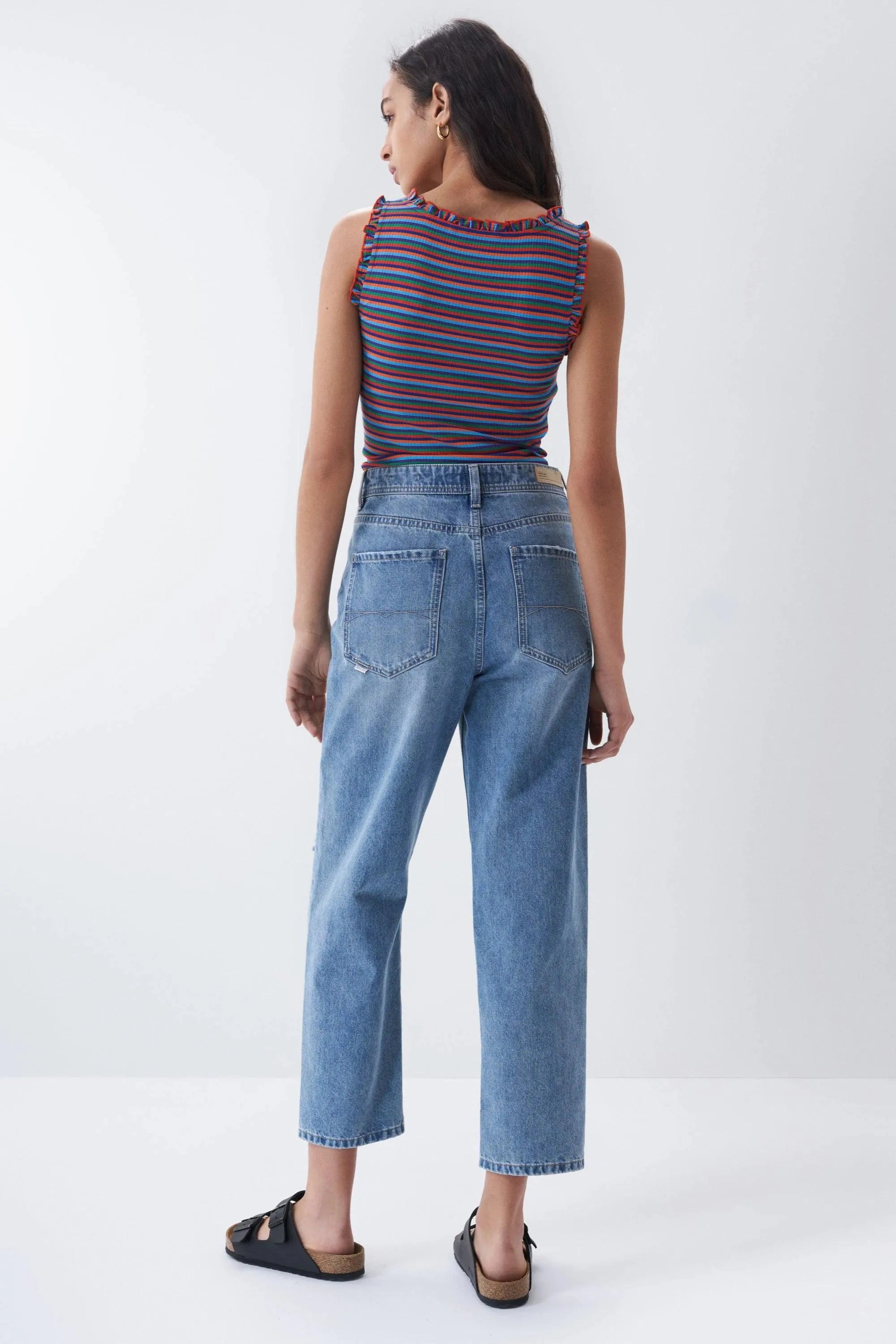 Top de tirantes de rayas multicolor - ECRU