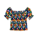 Top nido de abeja corazones - ECRU