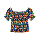 Top nido de abeja corazones - ECRU