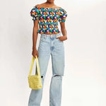 Top nido de abeja corazones - ECRU