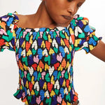 Top nido de abeja corazones - ECRU