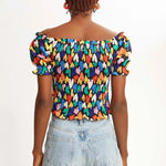 Top nido de abeja corazones - ECRU