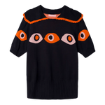 Top punto cuello bobo ojos - ECRU