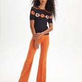 Top punto cuello bobo ojos - ECRU