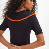 Top punto cuello bobo ojos - ECRU