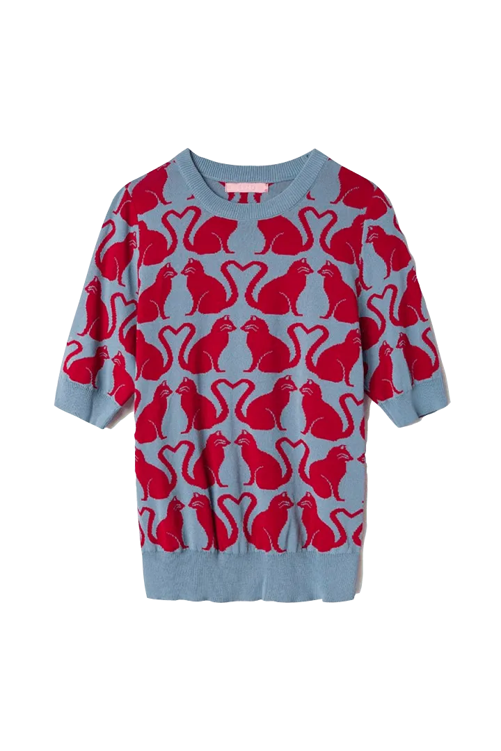 Top punto gatos - ECRU