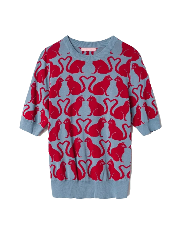 Top punto gatos - ECRU