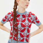 Top punto gatos - ECRU