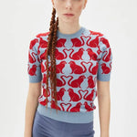 Top punto gatos - ECRU