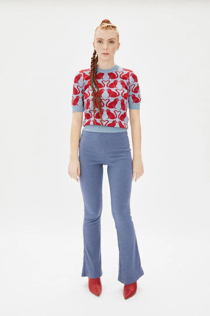 Top punto gatos - ECRU