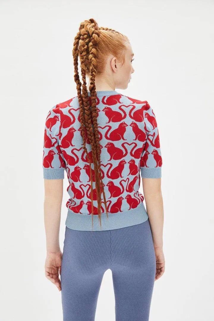 Top punto gatos - ECRU