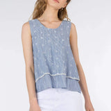 Top Rochi Rayas Con Bordado - ECRU