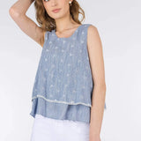 Top Rochi Rayas Con Bordado - ECRU