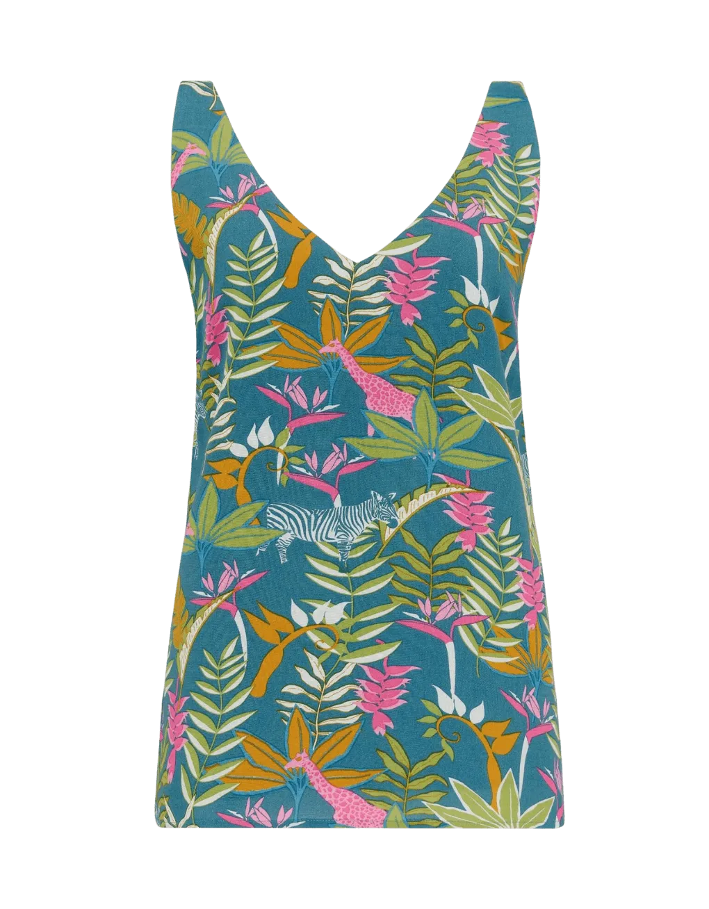 Top Sugarhill Romy Teal Paradise Jungle - ECRU