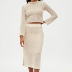 Top Wild Pony Calado con Manga Acampanada Beige - ECRU