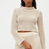 Top Wild Pony Calado con Manga Acampanada Beige - ECRU