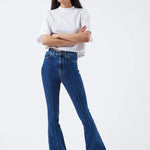 Vaqueros Moxy Flare Pyke Plain Dark Blue - ECRU