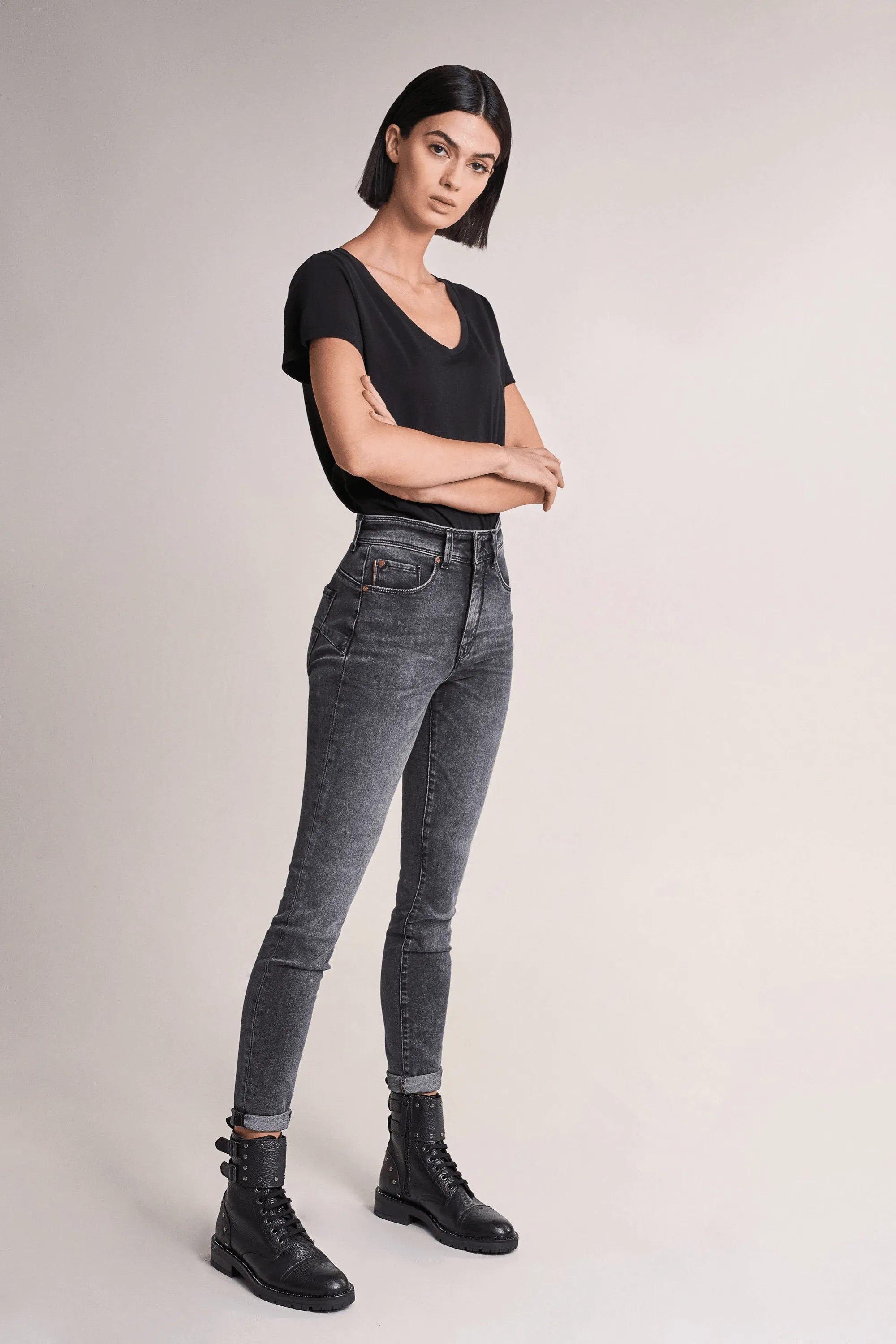 Vaqueros push in secret glamour skinny negros - ECRU