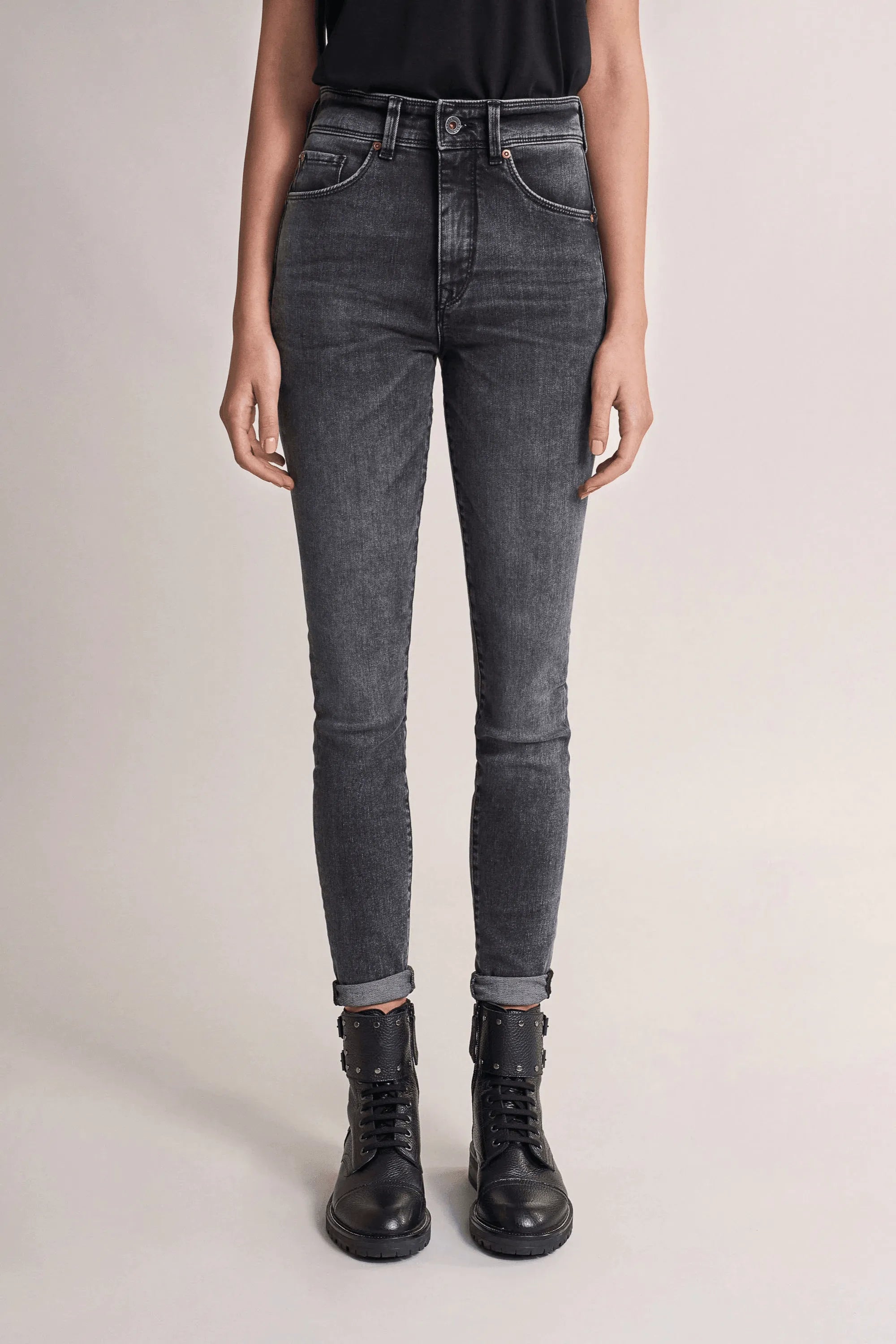 Vaqueros push in secret glamour skinny negros - ECRU