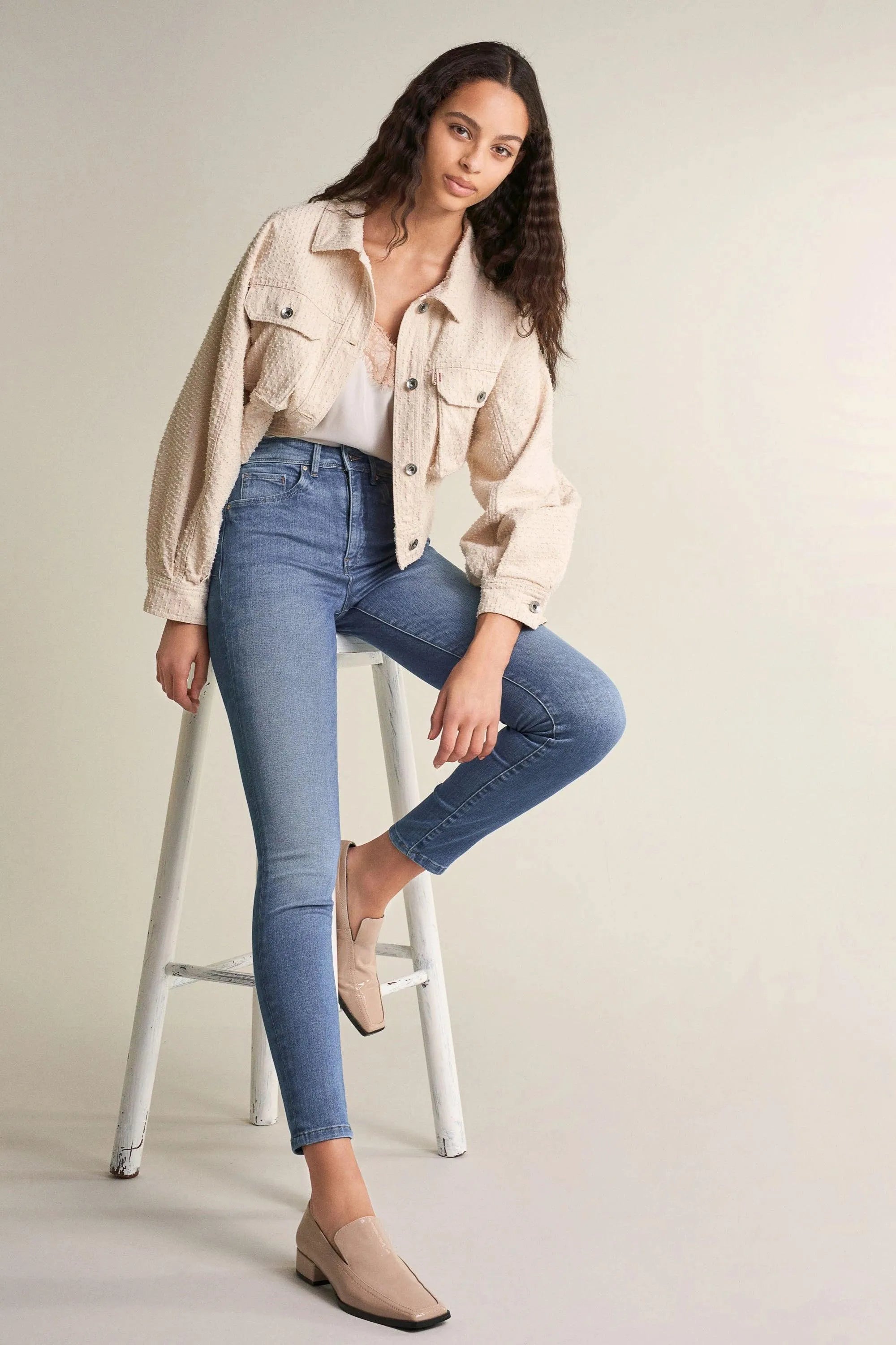 Vaqueros Push In Secret Glamour skinny tejido ligero - ECRU