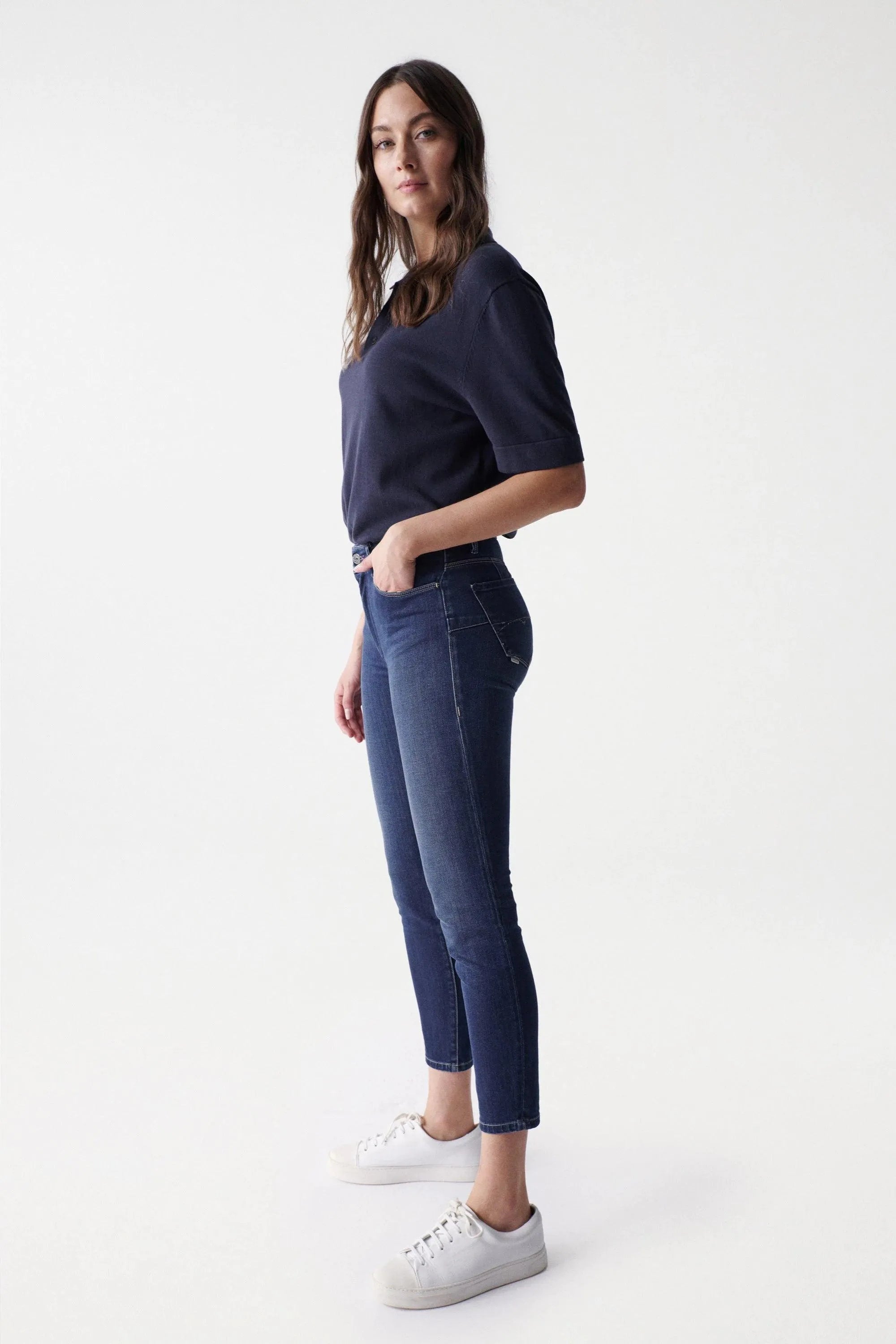 Vaqueros Push Up Destiny Cropped Skinny - ECRU