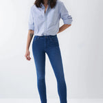 Vaqueros Push Up Destiny Skinny con lavado medio - ECRU