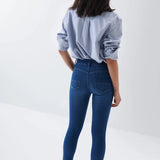 Vaqueros Push Up Destiny Skinny con lavado medio - ECRU