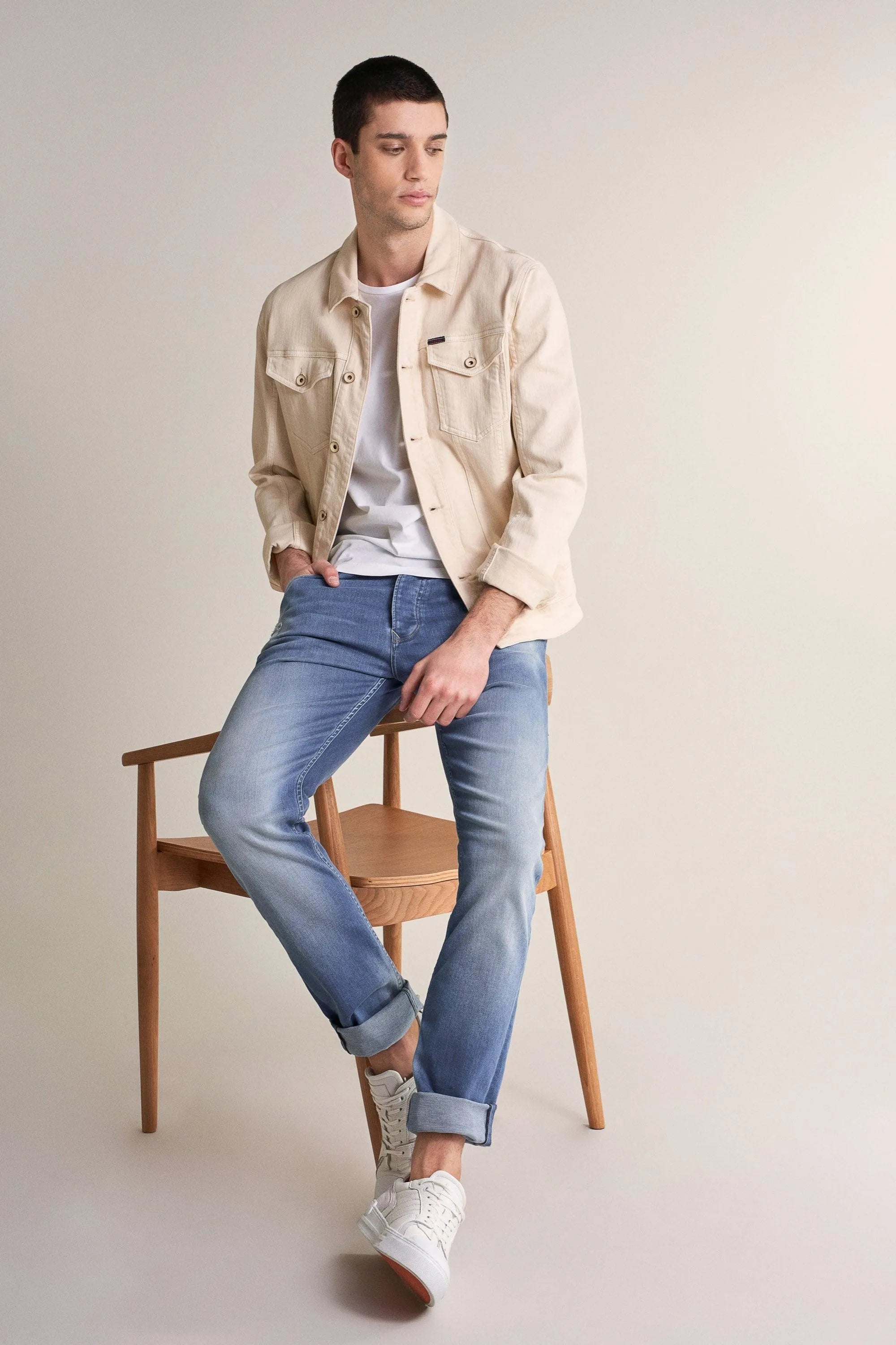 Vaqueros Slender Slim Carrot Premium Flex Vintage - ECRU