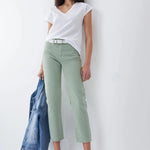 Vaqueros True Cropped Slim con color - ECRU