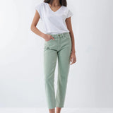 Vaqueros True Cropped Slim con color - ECRU