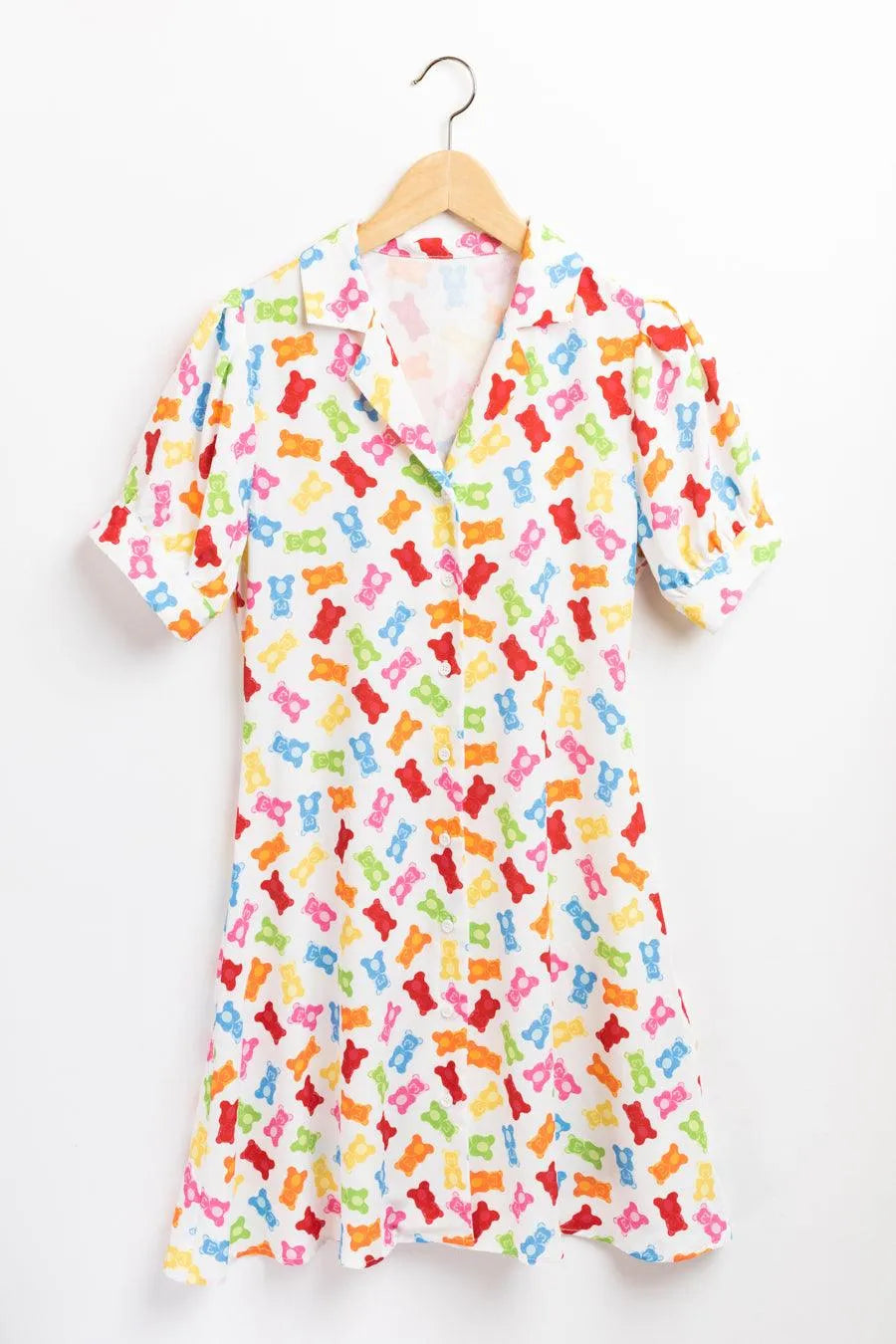 Vestido abullonado gummies - ECRU