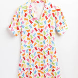 Vestido abullonado gummies - ECRU