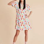 Vestido abullonado gummies - ECRU