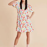 Vestido abullonado gummies - ECRU