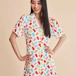 Vestido abullonado gummies - ECRU