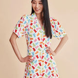 Vestido abullonado gummies - ECRU