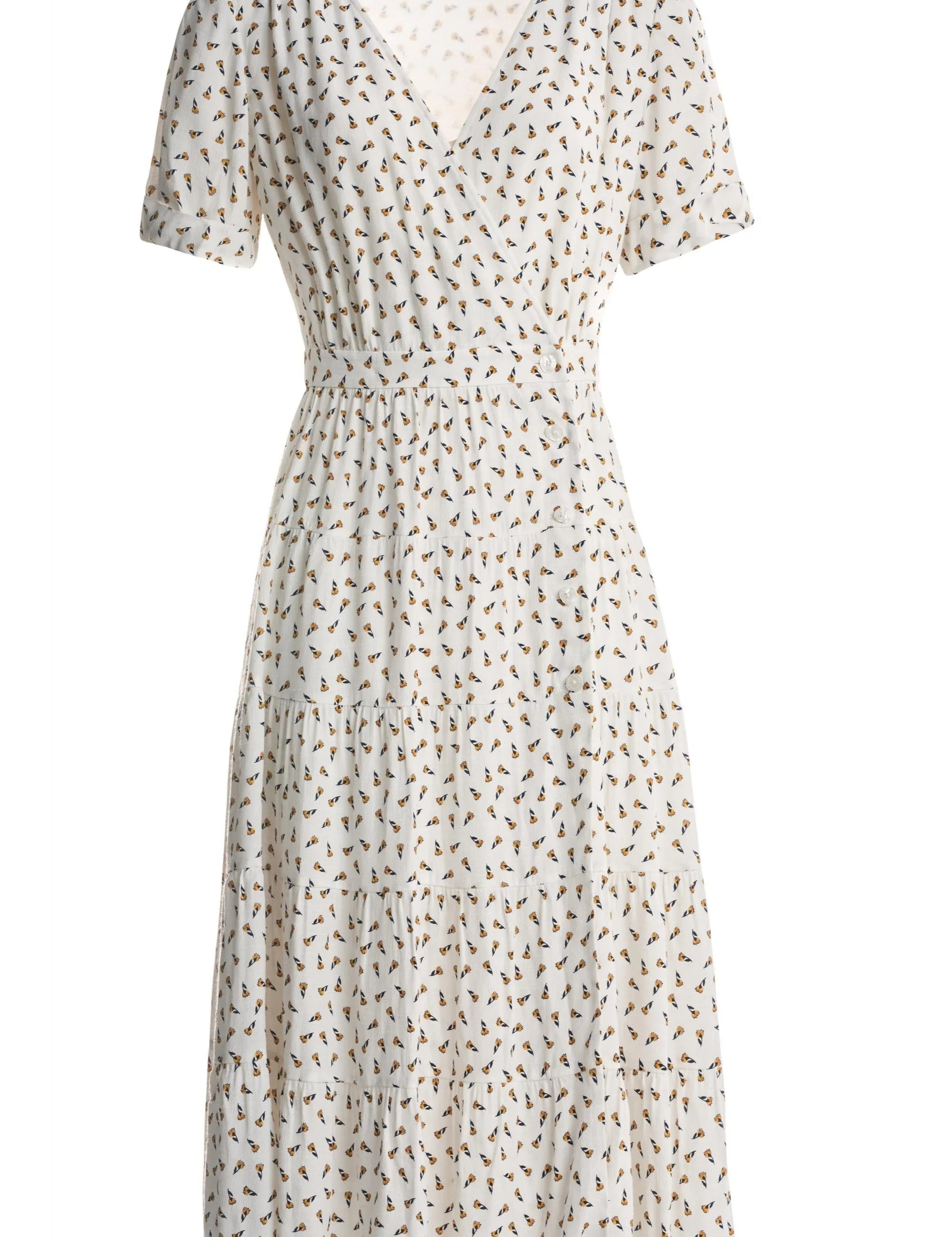 Vestido allover floral - ECRU