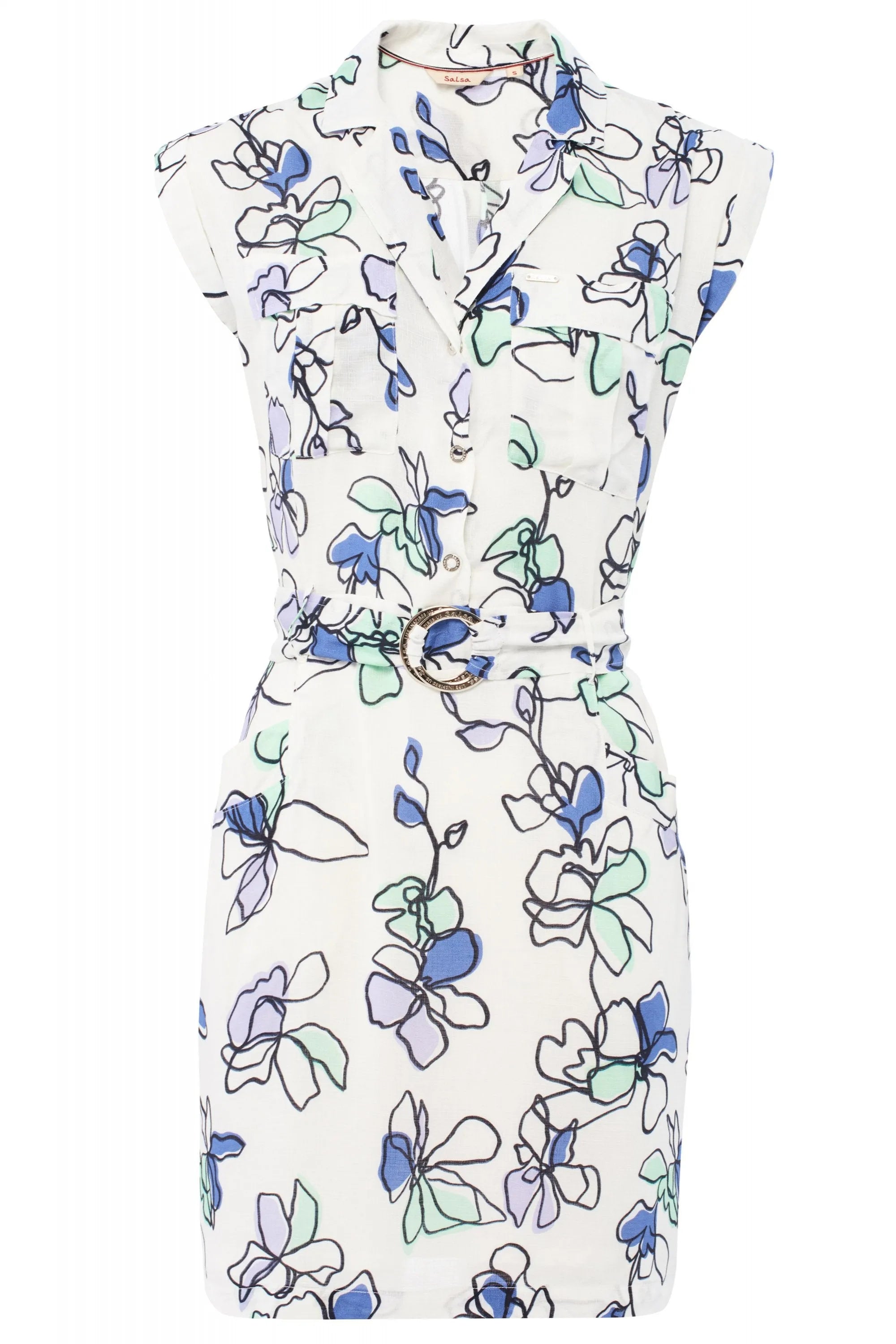 VESTIDO ALLOVER FLORAL - ECRU