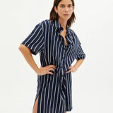 Vestido Amer Rayas Navy - ECRU
