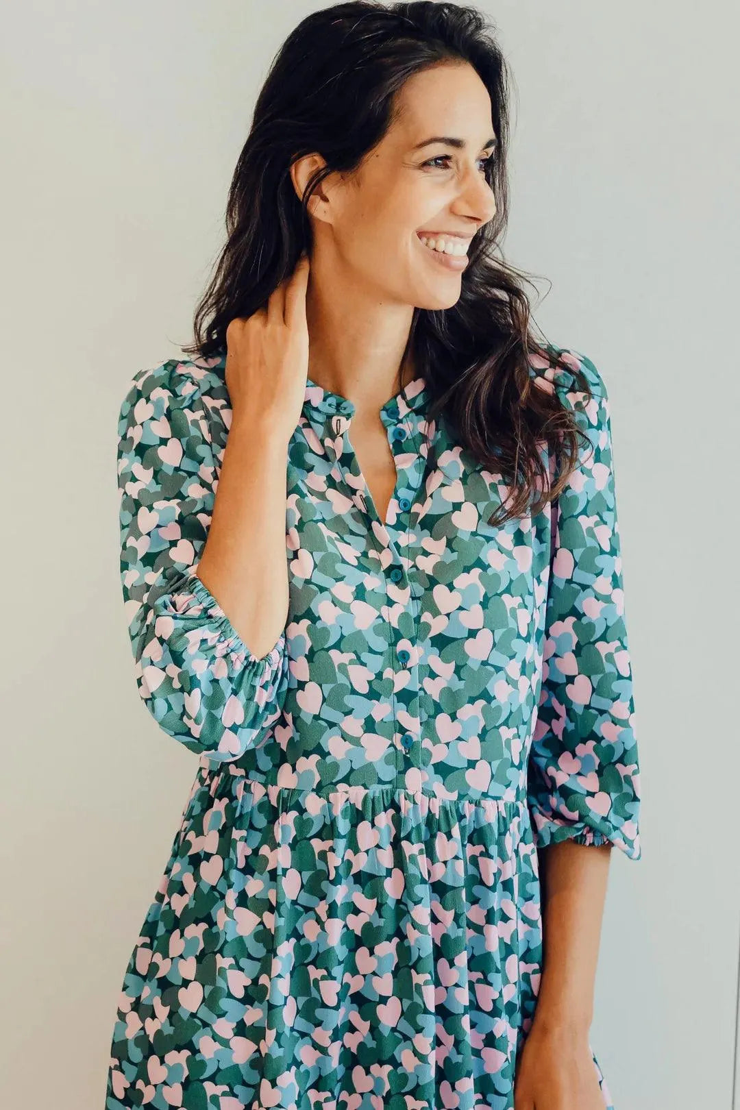 Vestido Astra Smock Multi Layered Hearts - ECRU