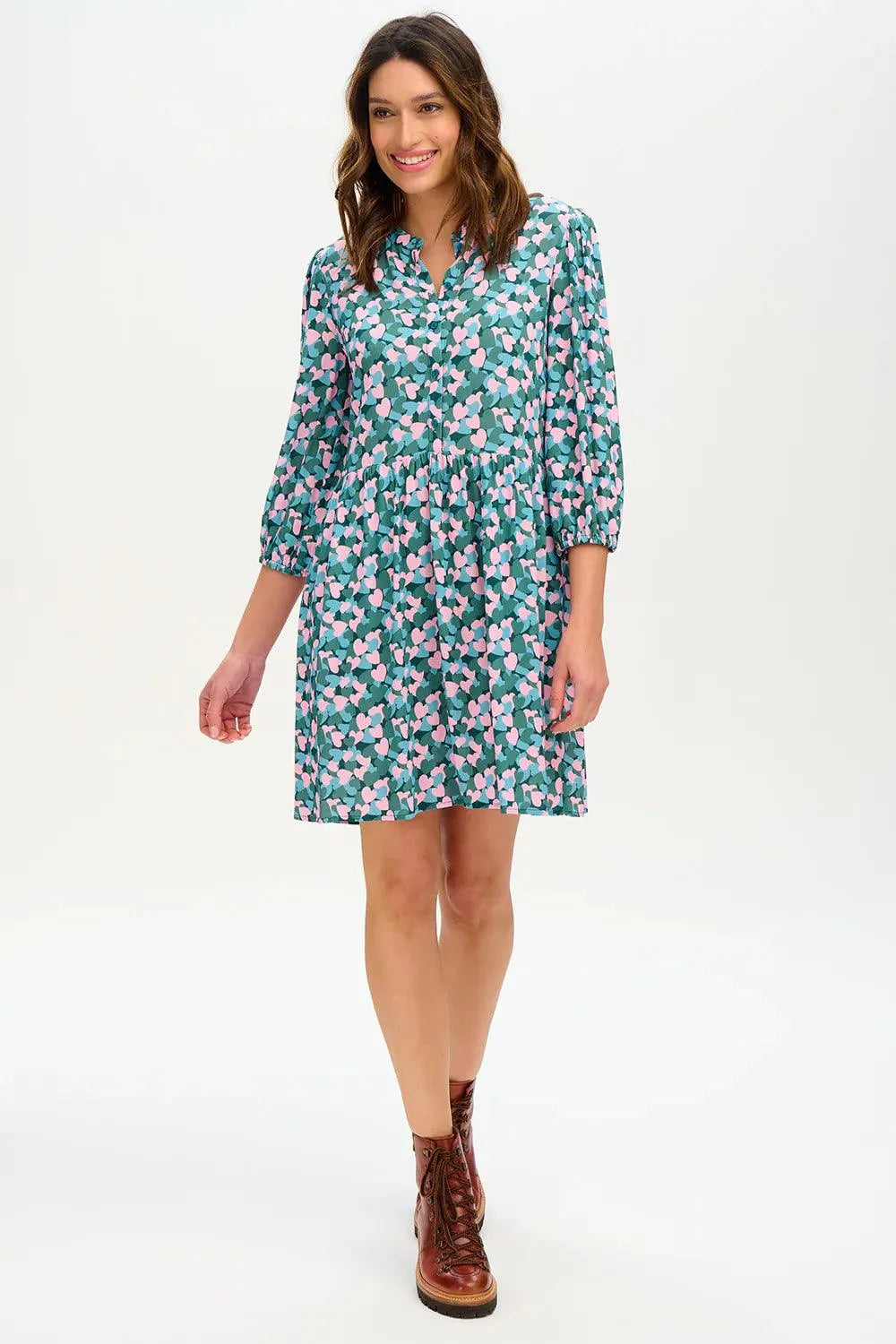 Vestido Astra Smock Multi Layered Hearts - ECRU