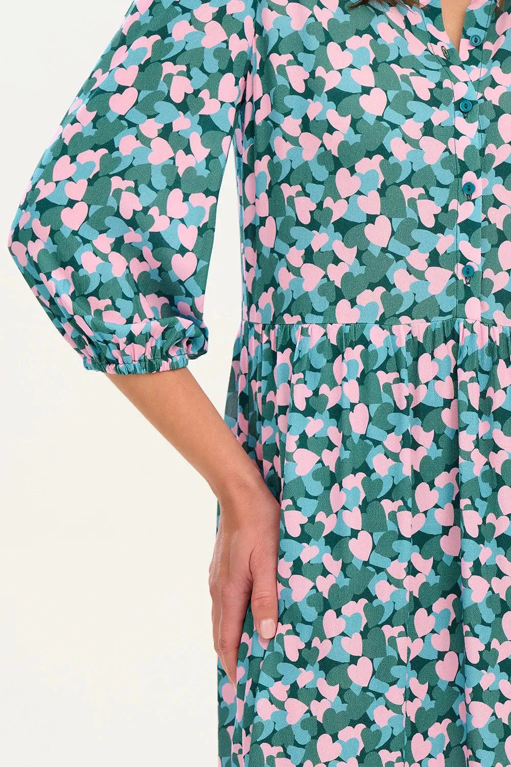 Vestido Astra Smock Multi Layered Hearts - ECRU