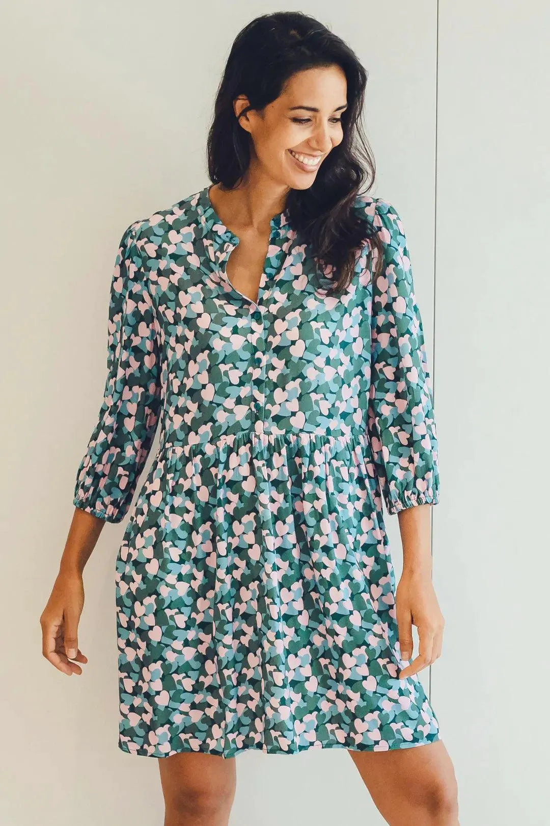 Vestido Astra Smock Multi Layered Hearts - ECRU