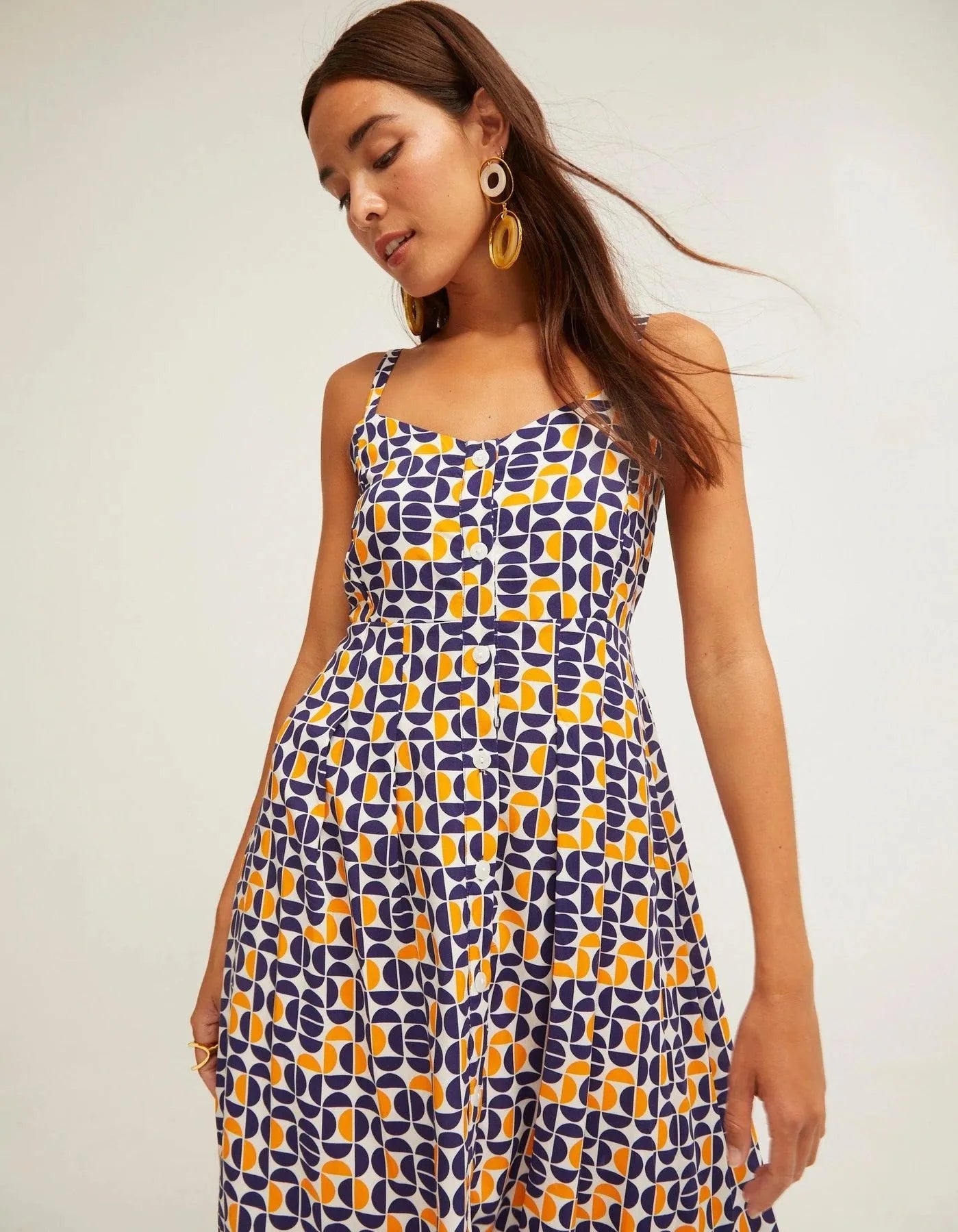 Vestido Botones Tirantes Demi - ECRU