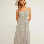 Vestido Botones Tirantes Rayure noir - ECRU