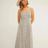 Vestido Botones Tirantes Rayure noir - ECRU